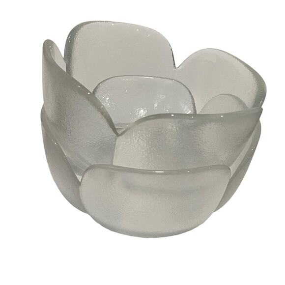 Rosenthal Studio Linie Frosted Petal Flower Bowl Dishes Crystal Signed Set of 2 - Picture 7 of 11